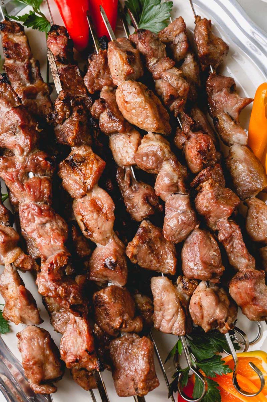 Tray of shashlyk skewers